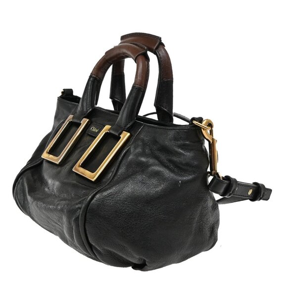 CHLOE Logo Ethel 2Way Mini Shoulder Hand Bag Leather Black GHW - Picture 3 of 16
